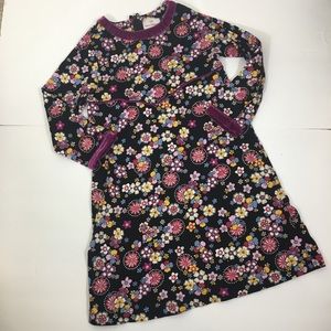 Hanna Andersson Floral Velvet Trim Long Slv Dress